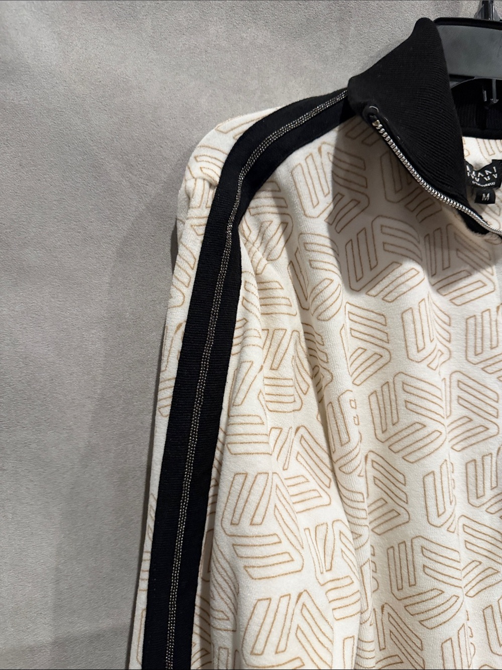 BOOHOO MAN Cream & Black Geometric Track Jacket and Joggers Set. LIKE NEW‼️ - Picture 5 of 14